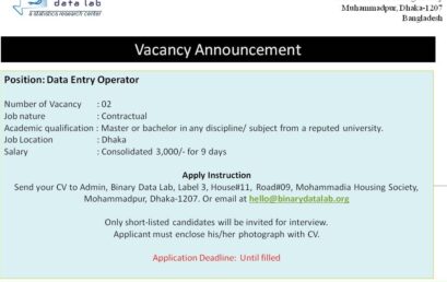 Vacancy Announcement: Data Entry Operator