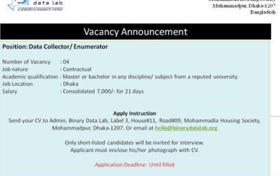 Vacancy Announcement: Data Collector/ Enumerator